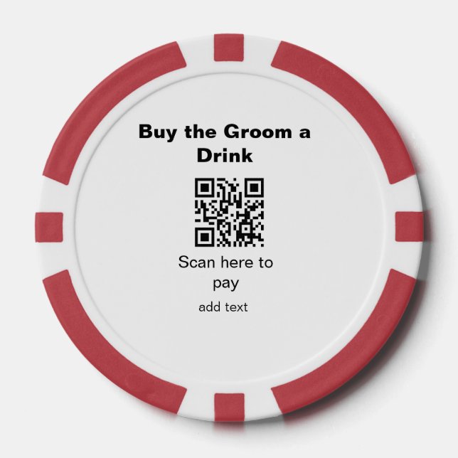 Bachelor QR Scan zu zahlen Bräutigam ein Getränk T Pokerchips (Vorderseite)