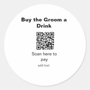 Bachelor QR Scan zu zahlen Bräutigam ein Getränk T Runder Aufkleber