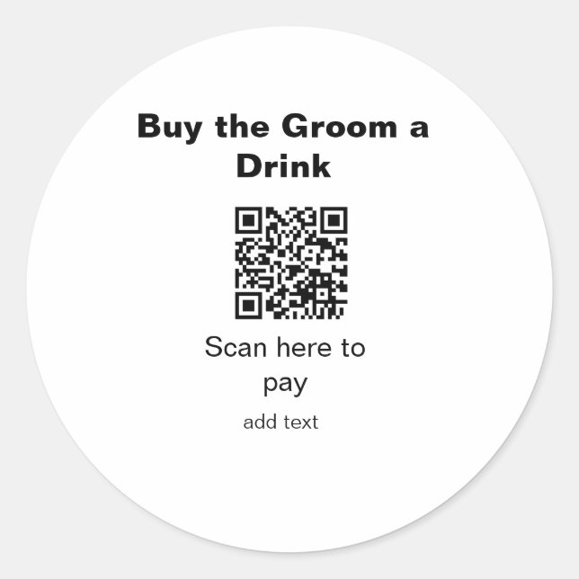 Bachelor QR Scan zu zahlen Bräutigam ein Getränk T Runder Aufkleber (Vorderseite)