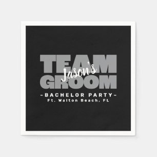 Bachelor Stag Party Team Groom bricht Schwarz Grau Serviette