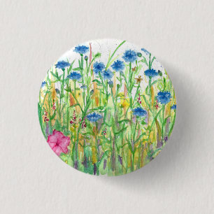 Bachelor-Tasten Aquarellfarben-Wildblumen Button