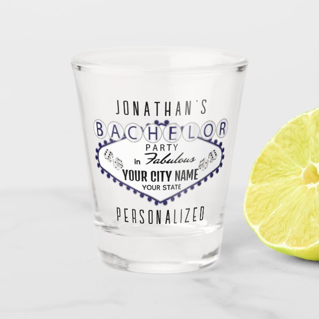 Bachelor - Vegas Style - Dunkelblau Schnapsglas (Vorderseite)