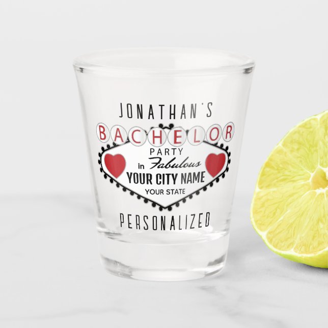 Bachelor - Vegas Style - Red Schnapsglas (Vorderseite)