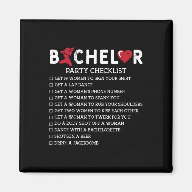 Bachelor versorgt Party Checklist Trauzeuge Magnet (Vorne)