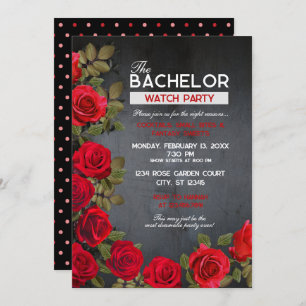 Bachelor Watch Party Einladung, 5" x 7" (schwarz)  Einladung