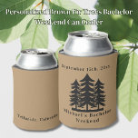 Bachelor Weekend, personalisiert Brown Fir Trees Dosenkühler<br><div class="desc">Personalisiert Brown Bachelor Bachelor Weekend Can Cooler Personalisiert Can Cooler sind die perfekte Zwischenmahlzeit für Ihre Freunde, um sich an Ihren besonderen Tag zu erinnern. Herzlich willkommen zu einer lustigen und unvergesslichen Junggesellen-Party! Fügen Sie diesem Design Ihre benutzerdefinierte Formulierung hinzu, indem Sie die "Diese Vorlage bearbeiten"-Felder auf der rechten Seite...</div>