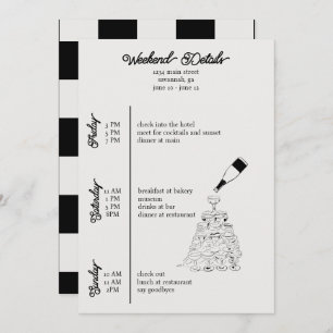 Bachelorett-Wochenende Details Schwarz-Weiß Einladung