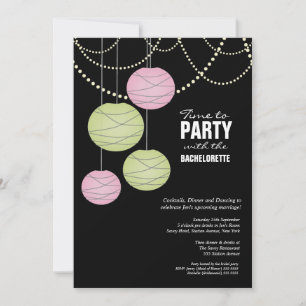 Bachelorette 12x18 Party Pink Grüne Papierlaternen Einladung