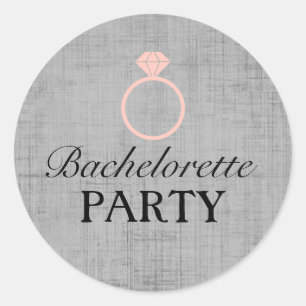 Bachelorette-Aufkleber für Korallen und Grauring Runder Aufkleber