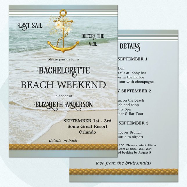 Bachelorette Beach Nautical Weekend Einladung (Von Creator hochgeladen)