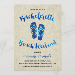 Bachelorette Beach Weekend mit Blue Imitats Glitze Einladung