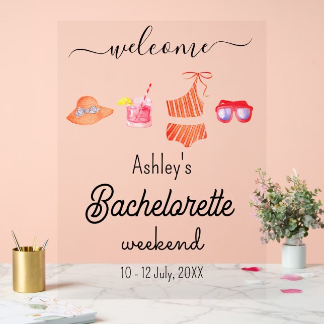 Bachelorette Beach Weekend Party Acrylschild (Hochzeit)
