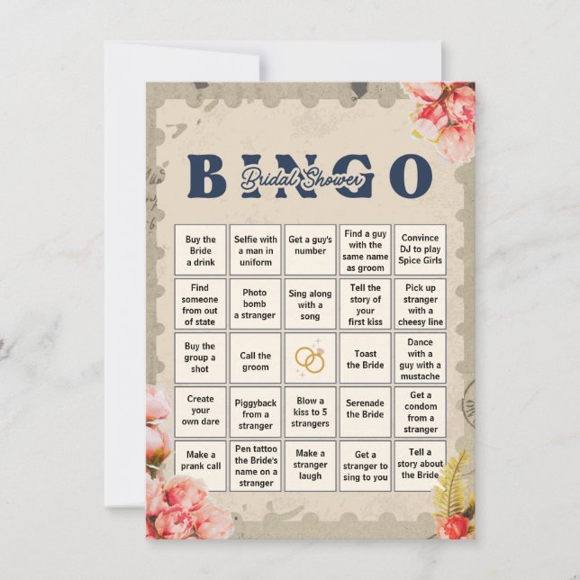 Bachelorette Bingo Game Cards Einladung (Vorderseite)