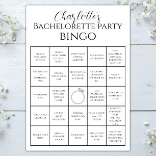 Bachelorette Bingo Hen Party Game Challenge Karte