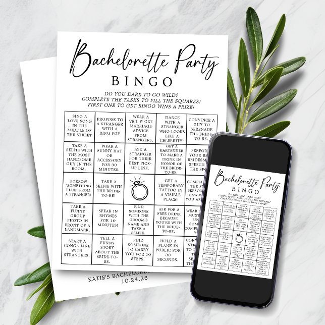 Bachelorette Bingo Party Game Card Einladung (Bachelorette Bingo Party Game Card. Do you dare?)