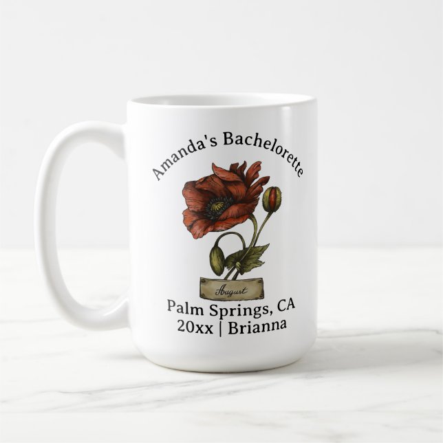 Bachelorette Birth Month Blume August Poppy Kaffeetasse (Links)