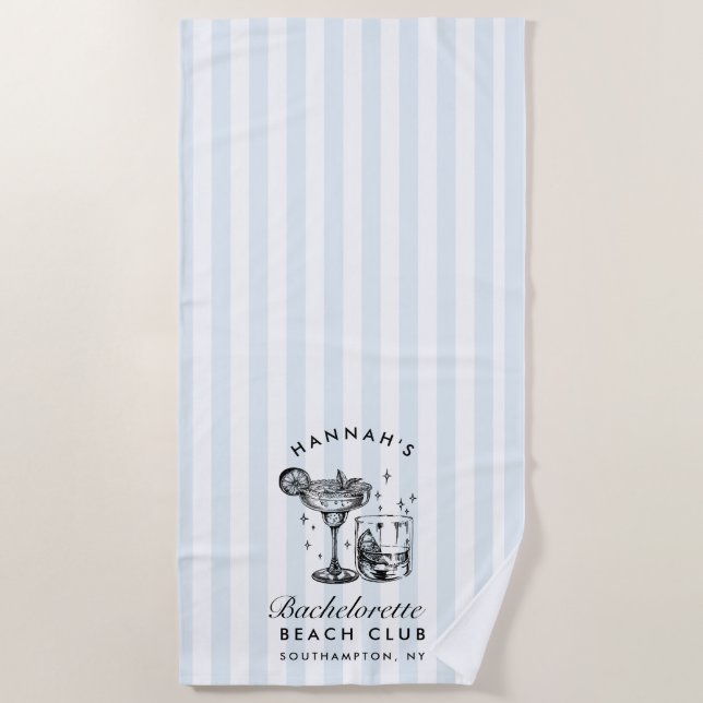 Bachelorette Blue & Black Retro Modernes Badetuch (Vorderseite)
