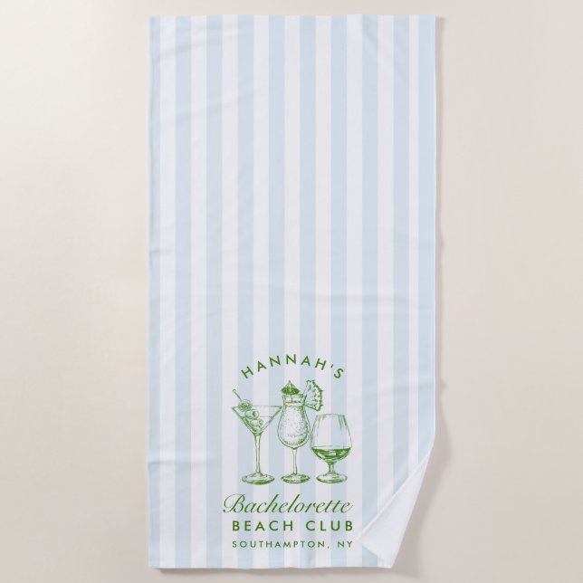 Bachelorette Blue & Green Retro Modernes Badetuch (Vorderseite)