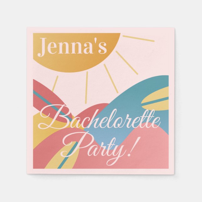 Bachelorette Brautparty Beach Surfing Serviette (Vorderseite)