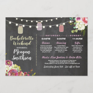 Bachelorette Brautparty Itinerary Jars Chalet Einladung