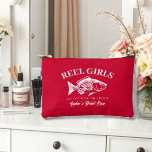 Bachelorette Bridal Crew-Reel Girls-Cherry Red Zubehörtasche