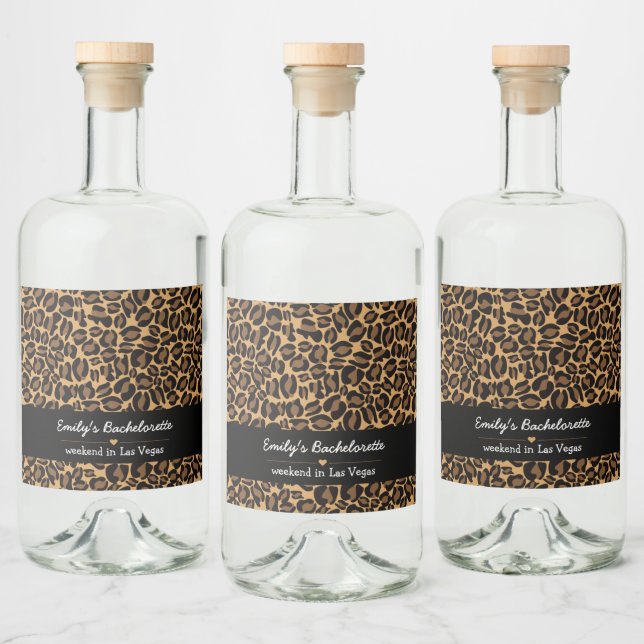 Bachelorette Bride Boujee Trendy Leopard Print Alkoholflaschenetikett (Flaschen)