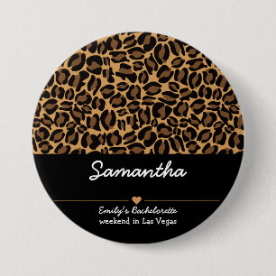 Bachelorette Bride Boujee Trendy Leopard Print Button