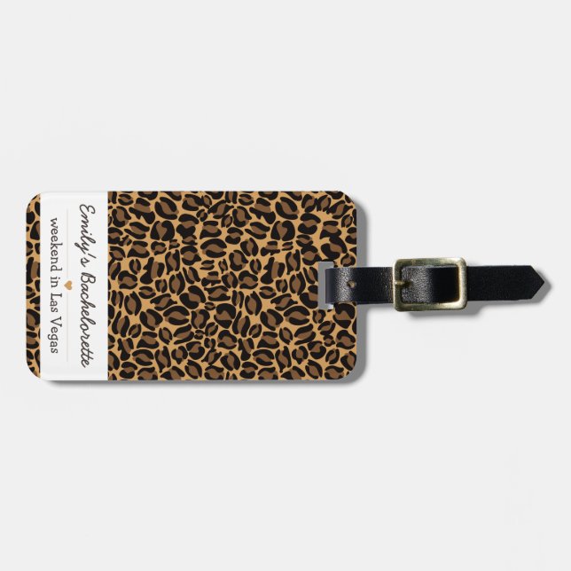 Bachelorette Bride Boujee Trendy Leopard Print Gepäckanhänger (Vorderseite horizontal)