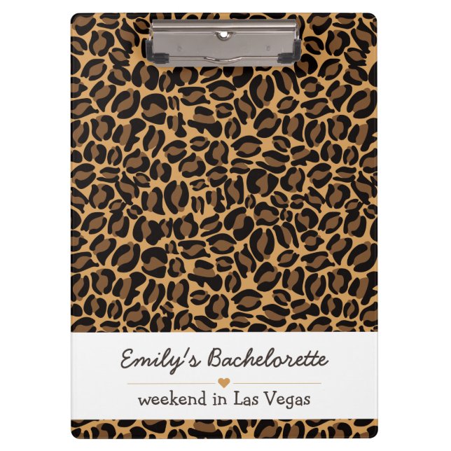 Bachelorette Bride Boujee Trendy Leopard Print Klemmbrett (Vorderseite)