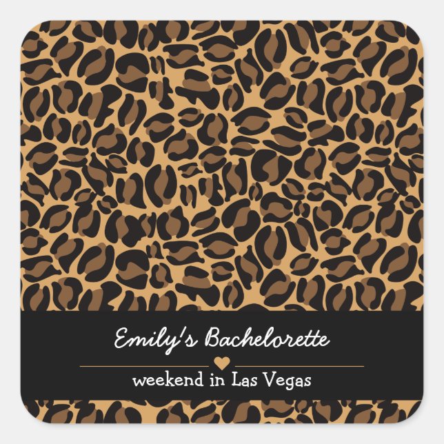 Bachelorette Bride Boujee Trendy Leopard Print Quadratischer Aufkleber (Vorderseite)