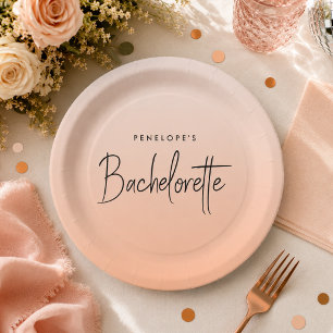 Bachelorette   Coral Ombre Elegant Peach Pappteller