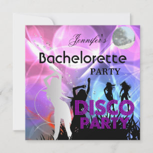 Bachelorette Disco Party Schwarz Rosa Einladung
