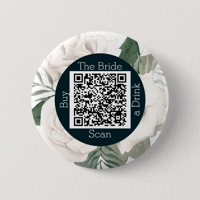 Bachelorette Floral Qr Code kaufen die Braut ein G Button (Vorderseite)