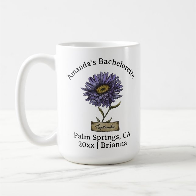 Bachelorette Geburtsmonat Blume September Aster Kaffeetasse (Links)