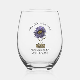 Bachelorette Geburtsmonat Blume September Aster Weinglas Ohne Stiel