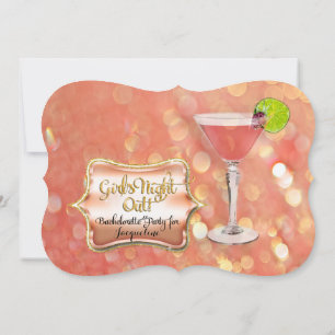 Bachelorette Girl's Night Out Party Martini Glass Einladung