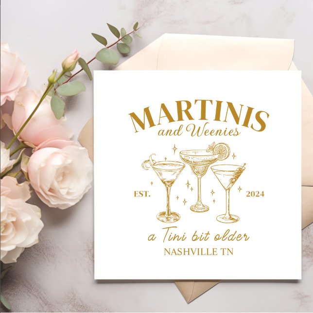 Bachelorette-Gold-Cocktails Martinis und Weenys Serviette (Von Creator hochgeladen)