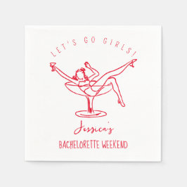 Bachelorette handgezeichnetes Mädchen in Glas Serviette