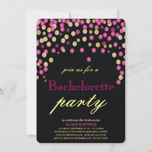 Bachelorette Imitate Pink Confetti Party Einladung
