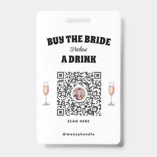 Bachelorette kauft die Braut ein Abzeichen mit QR- Ausweis (Vorderseite)