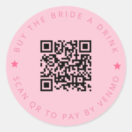 Bachelorette kauft die Braut einen Trinkrosa QR-Co Runder Aufkleber