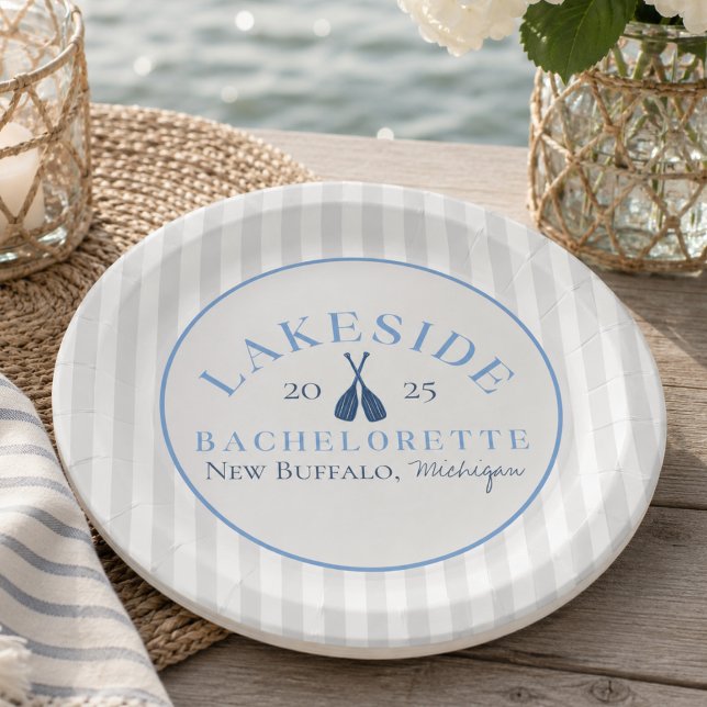 Bachelorette-Klassik Pappteller (Classic Lake Bachelorette Girls Weekend Paper Plates)