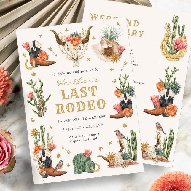 Bachelorette Letzte Rodeo Einladung (Wild West Bachelorette Last Rodeo Invitation by Painted Paperie
)