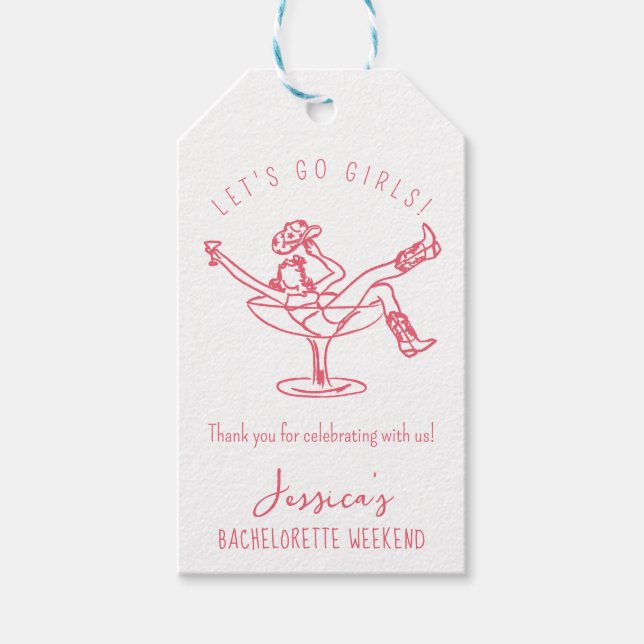 Bachelorette letzte Rodeo-Schreiberhand gezogen Gu Geschenkanhänger (Vorderseite)