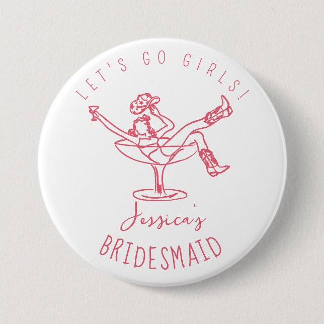 Bachelorette letzte Rodeo schrieb Brautjungfrau Button (Vorderseite)