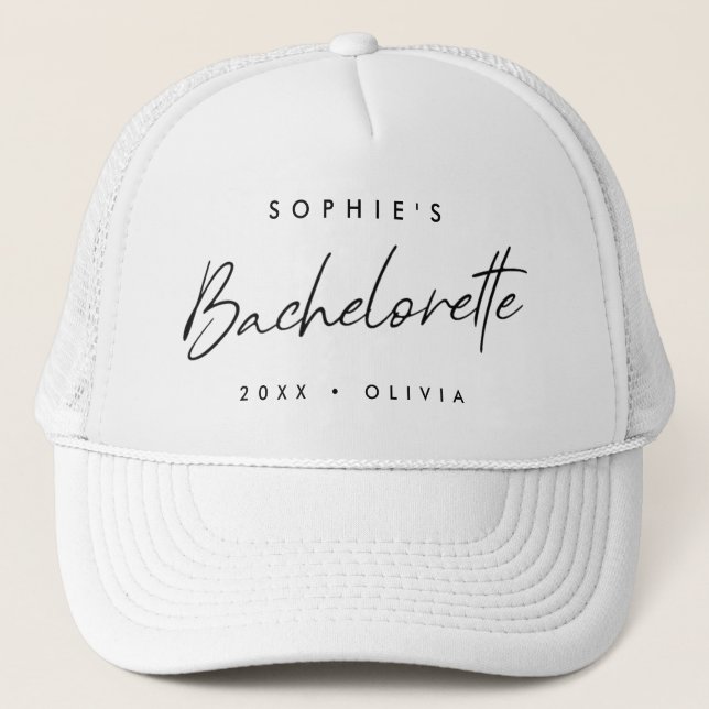 Bachelorette | Minimalistisches Skript Moderne Bri Truckerkappe (Vorderseite)