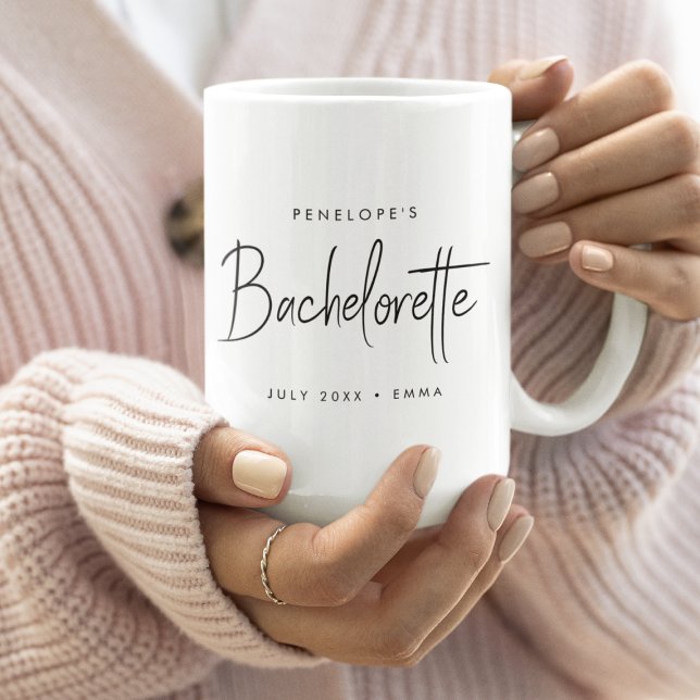 Bachelorette | Modernes Minimalistisches Drehbuch Kaffeetasse (Von Creator hochgeladen)