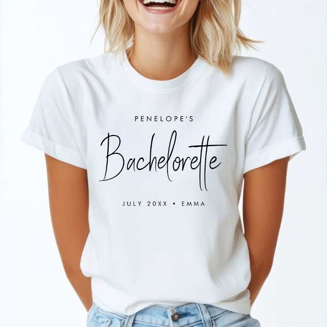 Bachelorette | Modernes Minimalistisches Drehbuch T-Shirt (Von Creator hochgeladen)