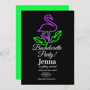 Bachelorette Neon Flamingo Tropisches Brautparty Einladung