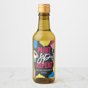 Bachelorette Paint and Sip Chalkboard Gastgeschenk Weinetikett